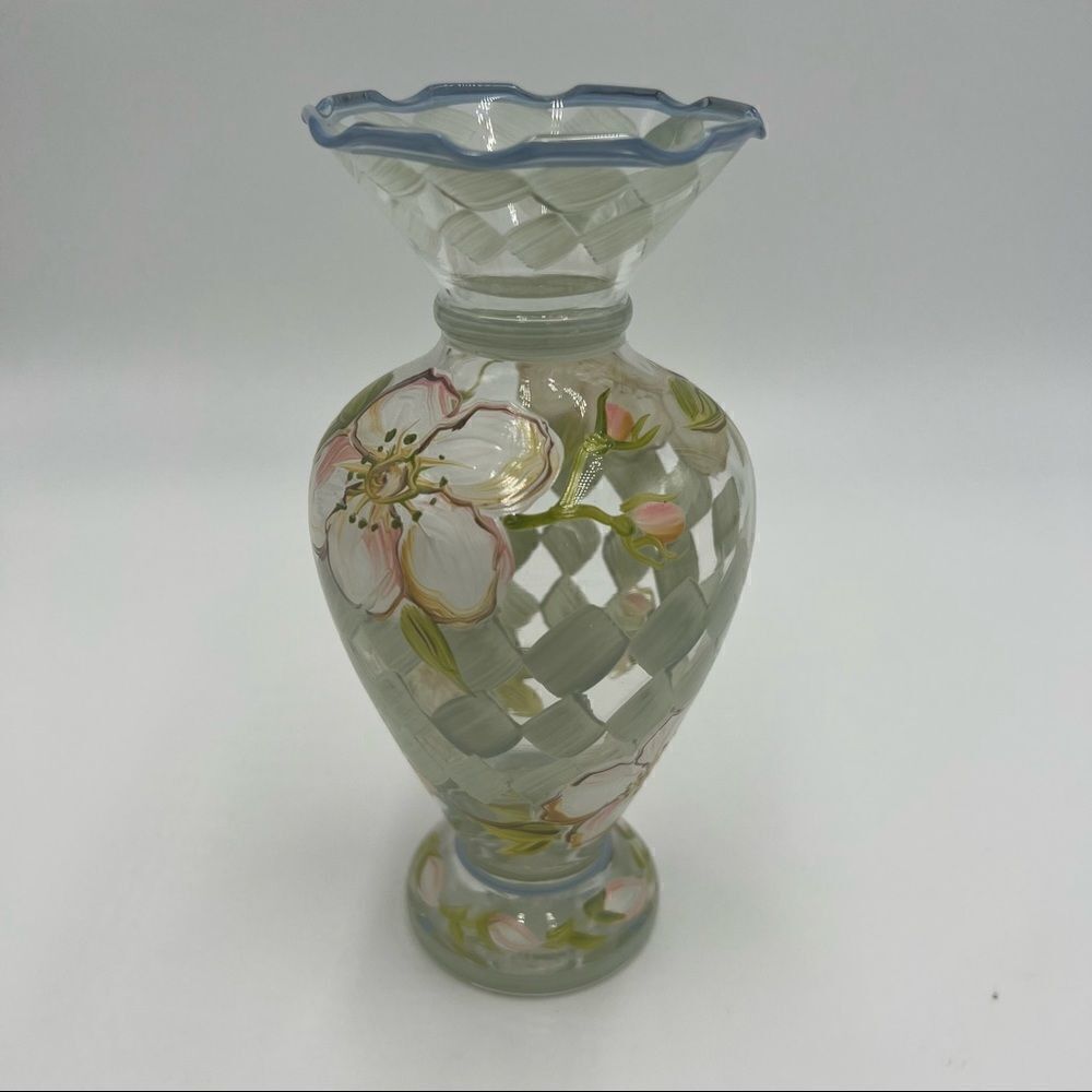 Tracy Porter Small Hand-painted Harlequin and Floral Glass Vase - Picture 3 of 6